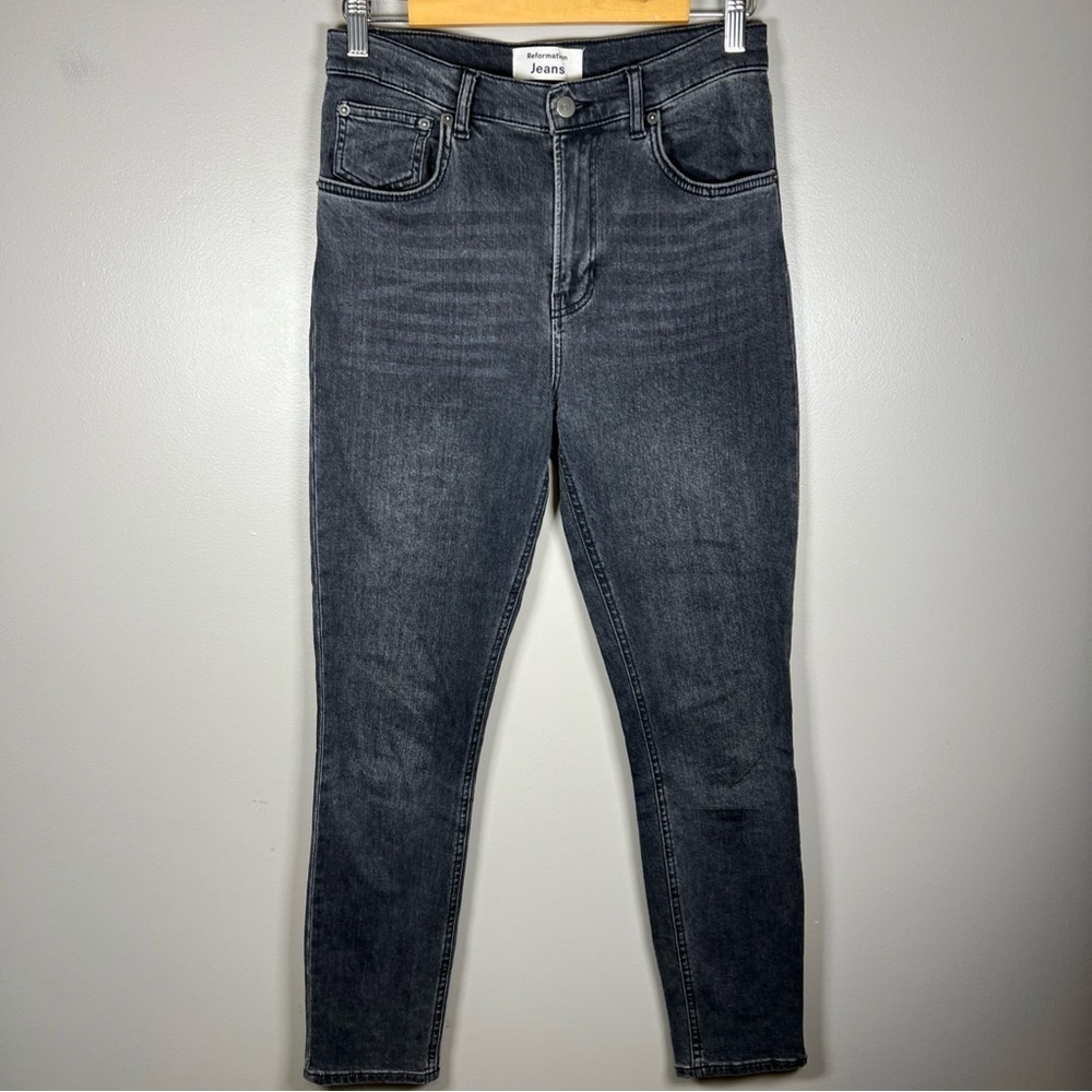 Reformation Jeans Size 28 Gibson Wash Charcoal Gray High Rise Stretch
